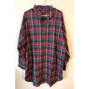 The Vermont Flannel Co Sleep Shirt Mens One Size Red Green Black Plaid